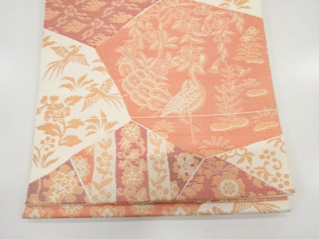  未使用品　切りばめ風　花鳥模様織り出し　名古屋帯